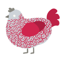 A mist and crimson chicken with a double-lace pattern