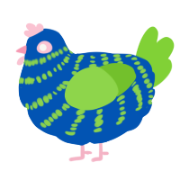 A ultramarine and grass chicken with a bar pattern