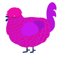A fuchsia and amethyst chicken with a lace pattern
