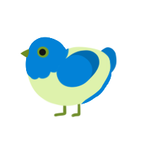 A apple and sapphire chicken with a head pattern