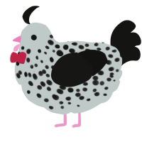 A silver and black chicken with a speckle pattern