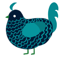 A tumblr and teal chicken with a lace pattern