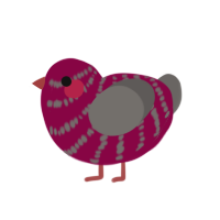 A maroon and grey chicken with a bar pattern