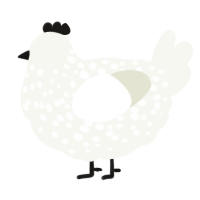 A white chicken with a speckle pattern