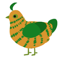 A orange and leaf chicken with a bar pattern