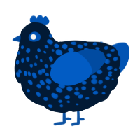 A tumblr and ultramarine chicken with a speckle pattern