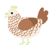 cookie, a cream and brown chicken with a lace pattern