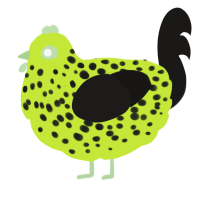 A lime and sable chicken with a speckle pattern