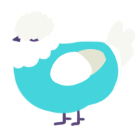 A aqua and white chicken with a head pattern