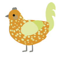 floret, a orange and lemon chicken with a speckle pattern