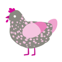 rosemary, a ash and pink chicken with a speckle pattern