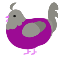 A plum and ash chicken with a head pattern