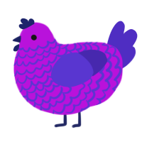 A amethyst and indigo chicken with a lace pattern