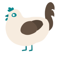A cream and bark chicken