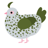 A mist and olive chicken with a speckle pattern