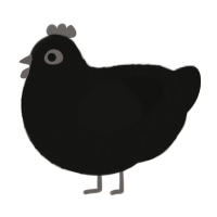 A black chicken with a lace pattern