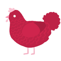 A crimson chicken with a lace pattern