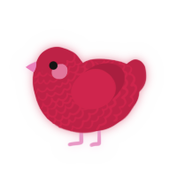 A crimson chicken with a lace pattern