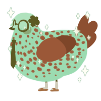 A turquoise and red chicken with a speckle pattern