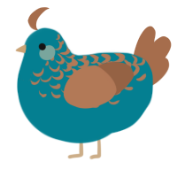 A sea and brown chicken with a half-lace pattern