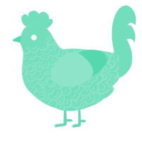 A mint chicken with a double-lace pattern