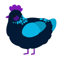 A tumblr and cerulean chicken with a neck-speckle pattern