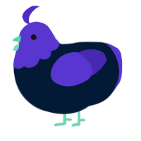 A tumblr and indigo chicken with a bar pattern