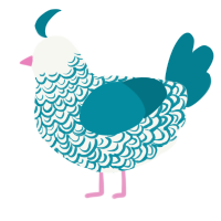 A white and sea chicken with a double-lace pattern