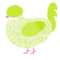 A white and lime chicken with a double-lace pattern