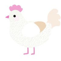 A white and cream chicken with a double-lace pattern