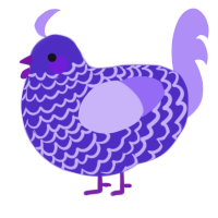 A indigo and lilac chicken with a lace pattern