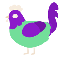 A spring and violet chicken with a head pattern