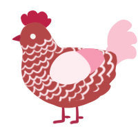 A red and rose chicken with a lace pattern