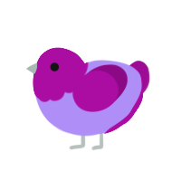 A lilac and plum chicken with a head pattern