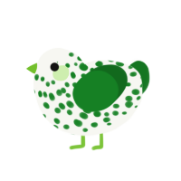 A white and leaf chicken with a speckle pattern