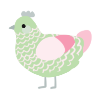 A gluppy and rose chicken with a lace pattern