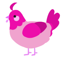 A pink and fuchsia chicken with a head pattern