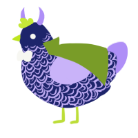 Aquila, a navy and lilac chicken with a double-lace pattern