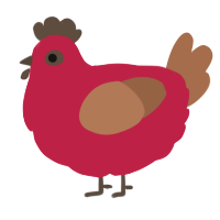 A crimson and brown chicken