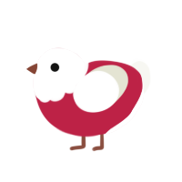 A crimson and white chicken with a head pattern