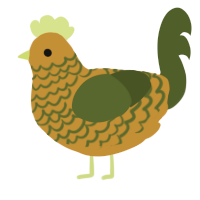 A gold and olive chicken with a lace pattern