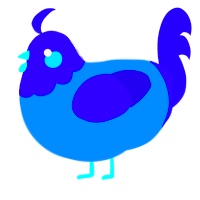 A sapphire and indigo chicken with a head pattern