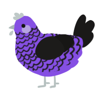 A blurple and sable chicken with a lace pattern