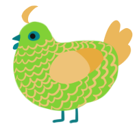 A grass and honey chicken with a lace pattern