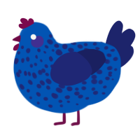 A ultramarine and navy chicken with a speckle pattern