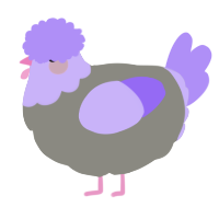 A ash and lilac chicken with a head pattern