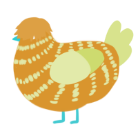 A orange and lemon chicken with a bar pattern