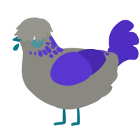 A ash and indigo chicken with a neck-speckle pattern