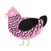 A pink and sable chicken with a lace pattern