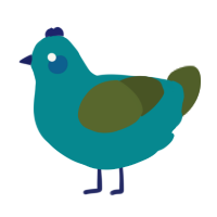 A teal and olive chicken